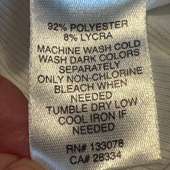 Lucky in Love White Long Sleeve Mesh Insert Top with Navy Trim Size Small - Picture 5 of 8